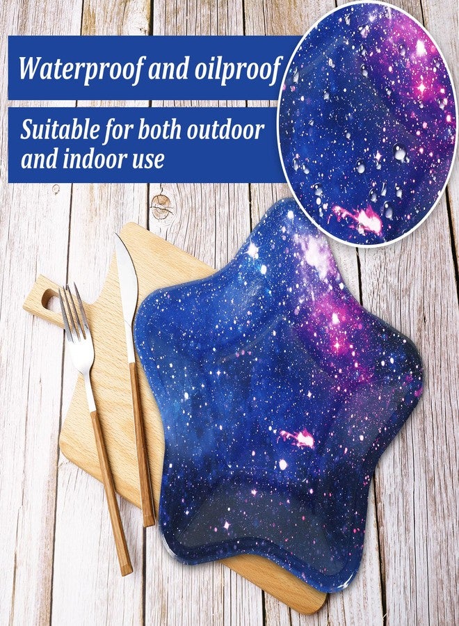 Whaline 40Pcs Star Paper Plates Galaxy Space Disposable Plates Colorful for Holiday Birthday Wedding Tableware Decorative, 7.1 x 6.7 Inch - Image 3